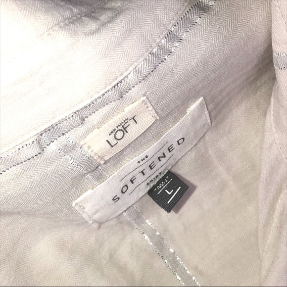 The Loft Cream striped softened button down shirt - Picture 3 of 10